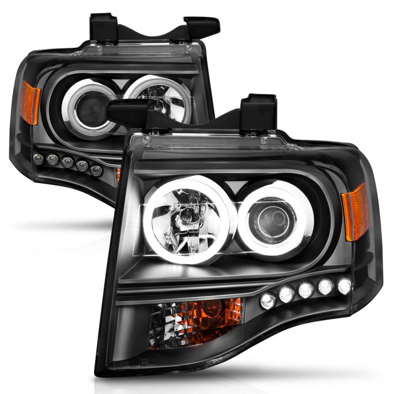 ANZO 111113 2014 fits Ford 07-20 Expedition Projector Headlights w/ Halo Black