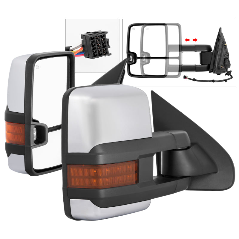 xTune 9936777 fits Chevy Silverado 14-16 Heated Amber LED Signal Mirror Chrome
