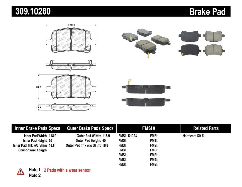 Stoptech 309.1028 Performance Brake Pads