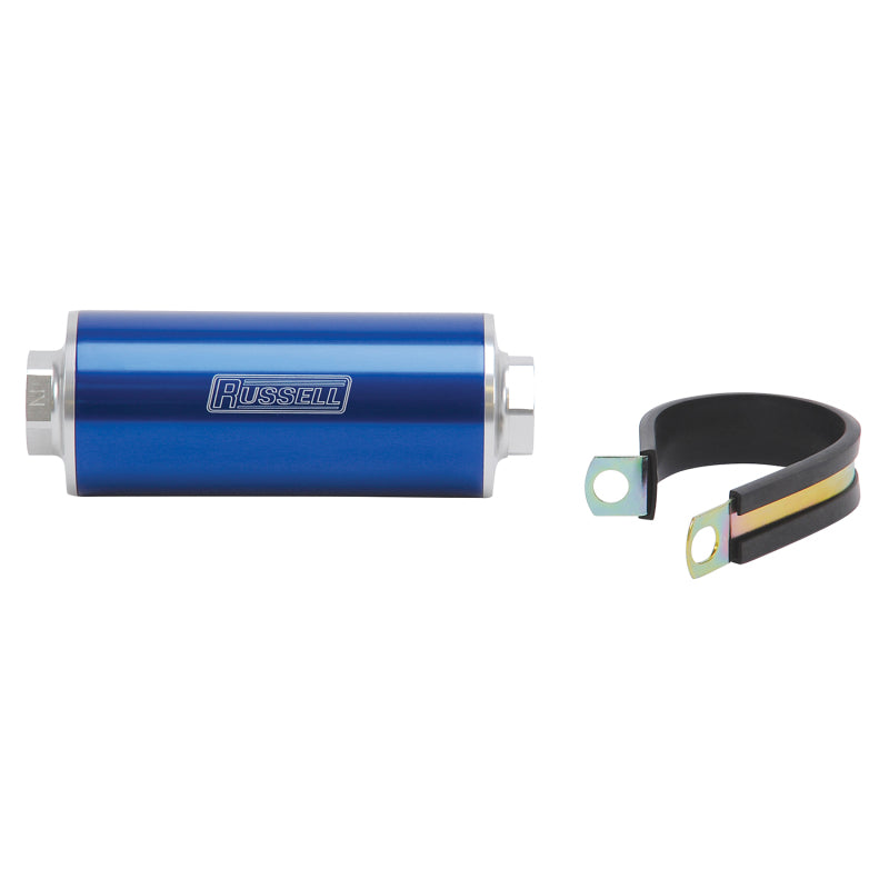 Russell 649262 Performance Profilter Fuel Filter 6in Long 60 Micron -10AN Inlet -10AN Outlet - Blue