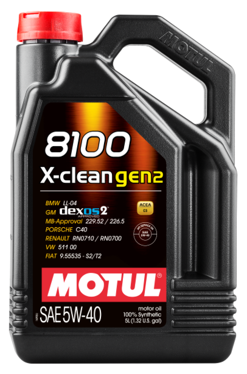 Motul 109762 5L Synthetic Engine Oil 8100 X-CLEAN Gen 2 5W40