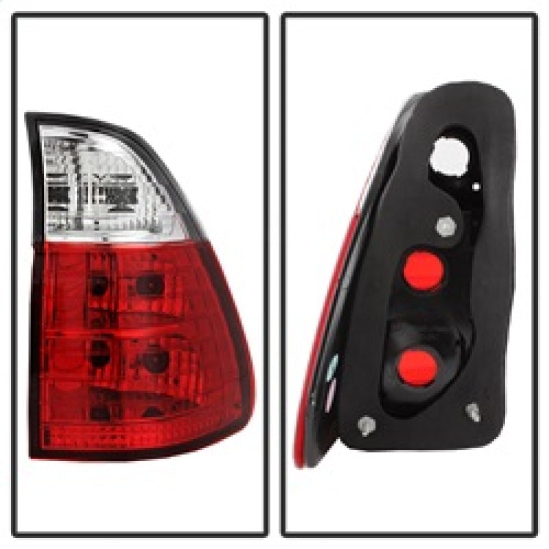 Spyder 5000835 fits BMW 00-06 E53 X5 4PCS Euro Style Tail Lights- Red Clear ALT