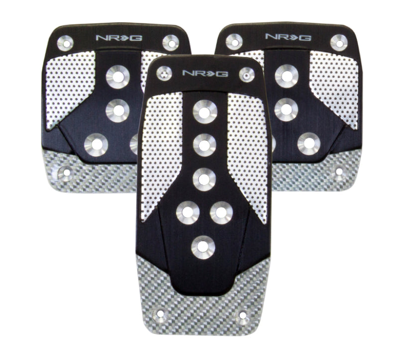 NRG PDL-400BK Aluminum Sport Pedal M/T - Black w/Silver Carbon