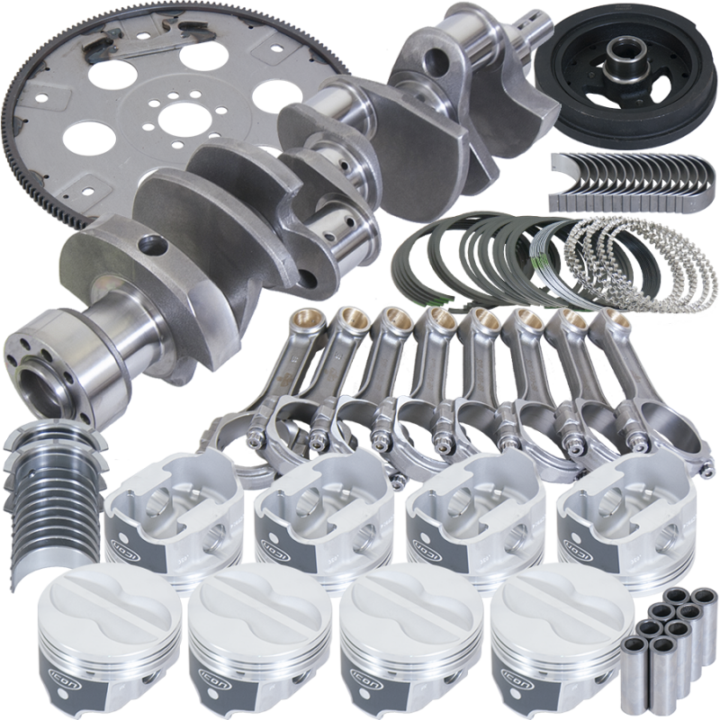 Eagle B13009L03068 fits Chevy 350 1Pc 3.750in Crank 5.700in I-Beam Rod 4.030in Pistons 168 Tooth FP Balanced Assembly