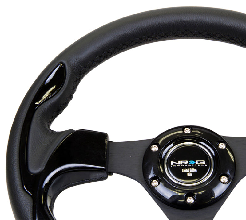 NRG RST-001BK Reinforced Steering Wheel (320mm) Blk w/Gloss Black Trim
