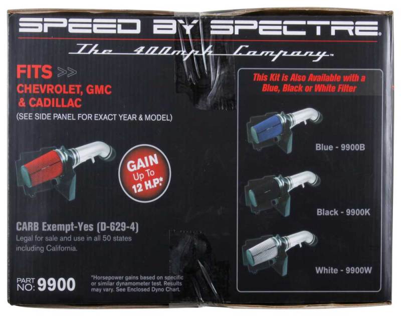 Spectre 9900 99-07 fits GM Truck V8-4.8/5.3/6.0L F/I Air Intake Kit - Clear Anodized w/Red Filter