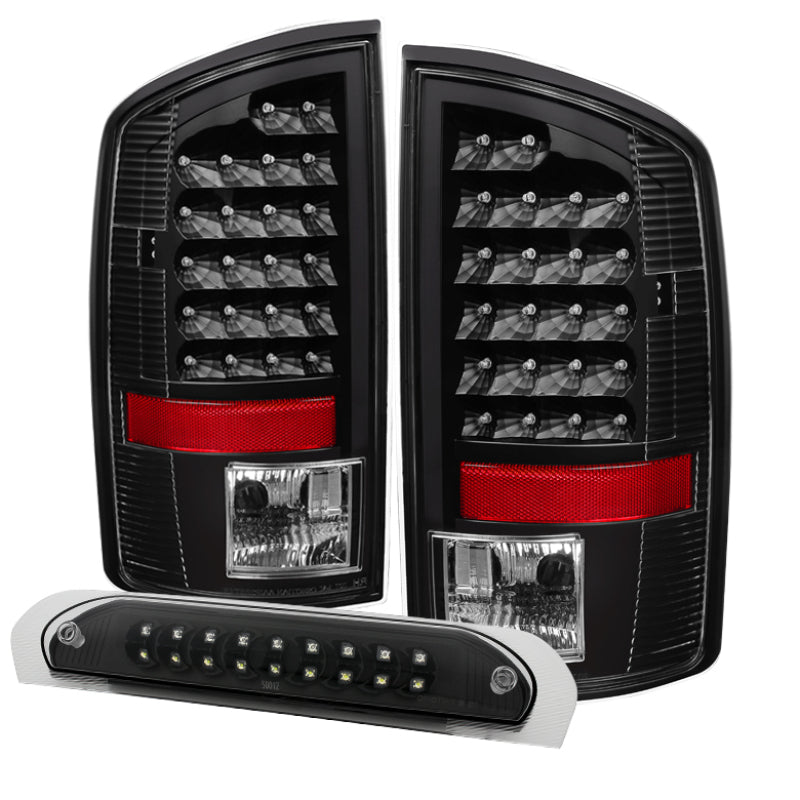 9032790 Xtune fits Dodge 07-08 Ram 1500 LED Tail Lights w/ LED 3rd Brake Lamps