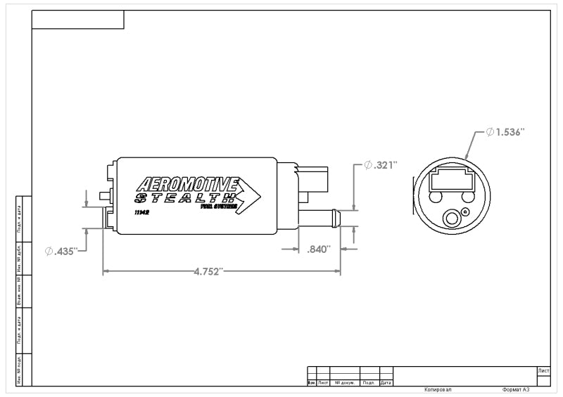Aeromotive 11542 340 Series Stealth In-Tank E85 Fuel Pump - Offset Inlet - Inle