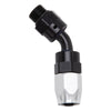 Russell 612443 Performance Hose End #6 Hose to #6 Radius Inlet Port 45 Deg Blk/Clr