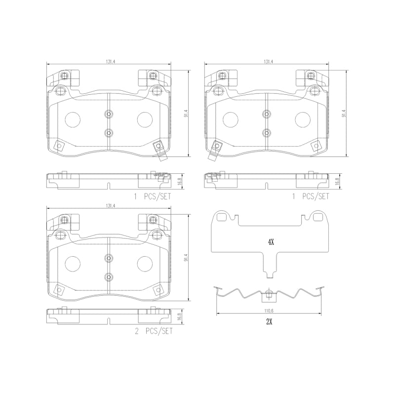 Brembo OE P30113N Genesis G70/ fits Kia Stinger Front NAO Brake Pad