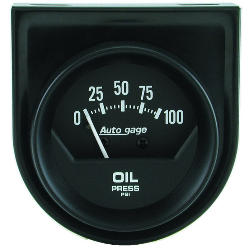 AutoMeter 2360 Auto Gage 2in 100 psi Mechanical Short Sweep Black Oil Pressure Gauge