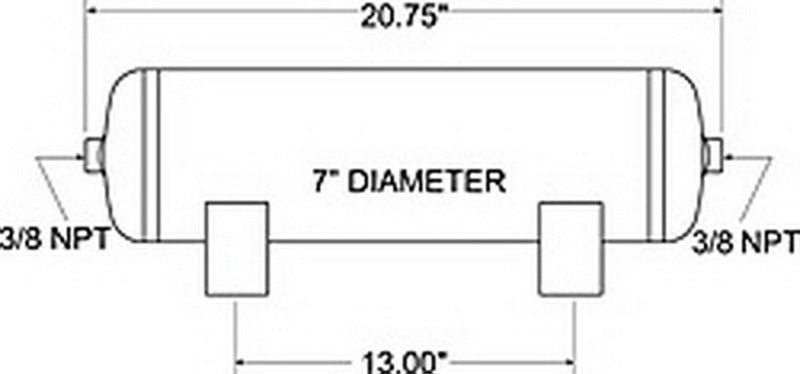 Firestone 9229 Firestone Air Tank 3 Gallon 7in. x 20.75in. (2) 3/8in. NPT Ports