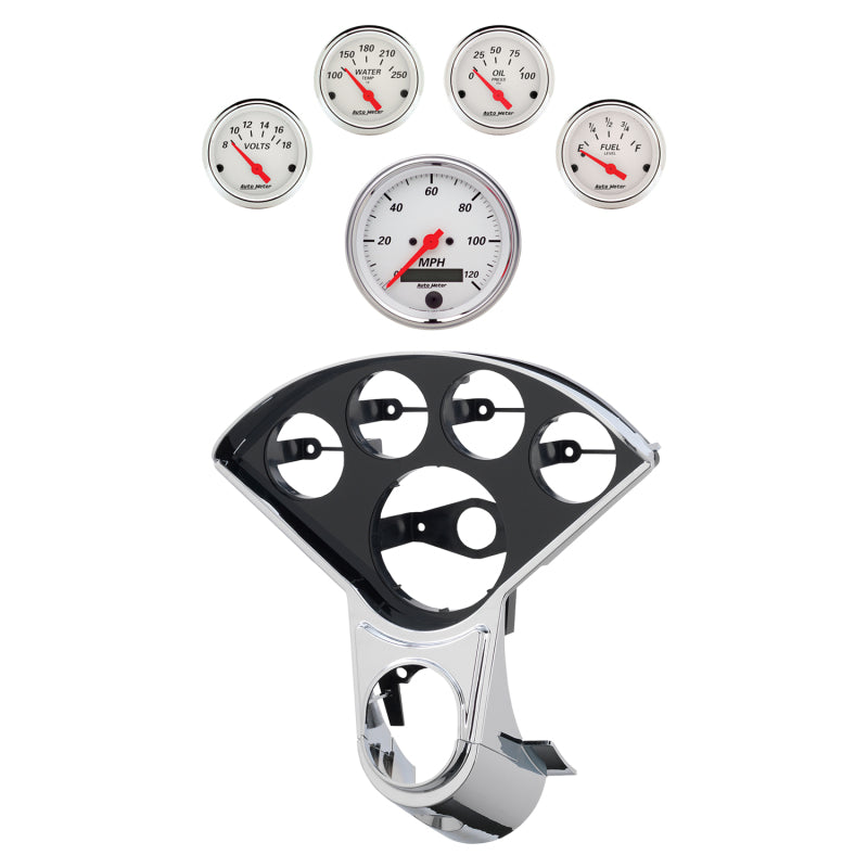 AutoMeter 2208-03 Autometer Arctic White Direct Fit Dash Kit 55-59 fits Chevy Truck (1 x 3-3/8in. / 4 x 2-1/16in.)