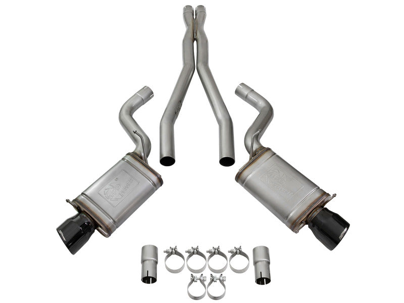 AFE 49-34063-B orce-Xp 3in CB Stainless Steel Dual Exhaust System w/ Black Tips