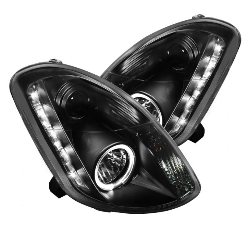 Spyder 5031747 fits Infiniti 03-04 G35 4DR Projector Halogen - LED Halo DRL Blk