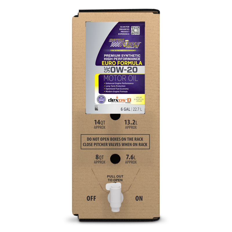 Royal Purple 11916 Premium Synthetic High Performance Euro Formula 0W20 Motor Oil - 6 Gallon Bag-In-Box
