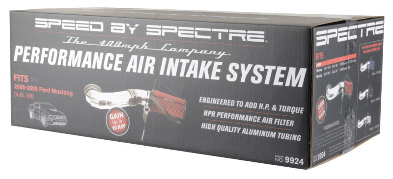 Spectre 9924 05-09 fits Ford Mustang GT V8-4.6L F/I Air Intake Kit - Polished w/Red Filter