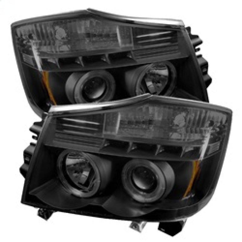 Spyder 5078605 fits Nissan 04-14 Titan Projector Headlights LED Halo LED Blk Sm