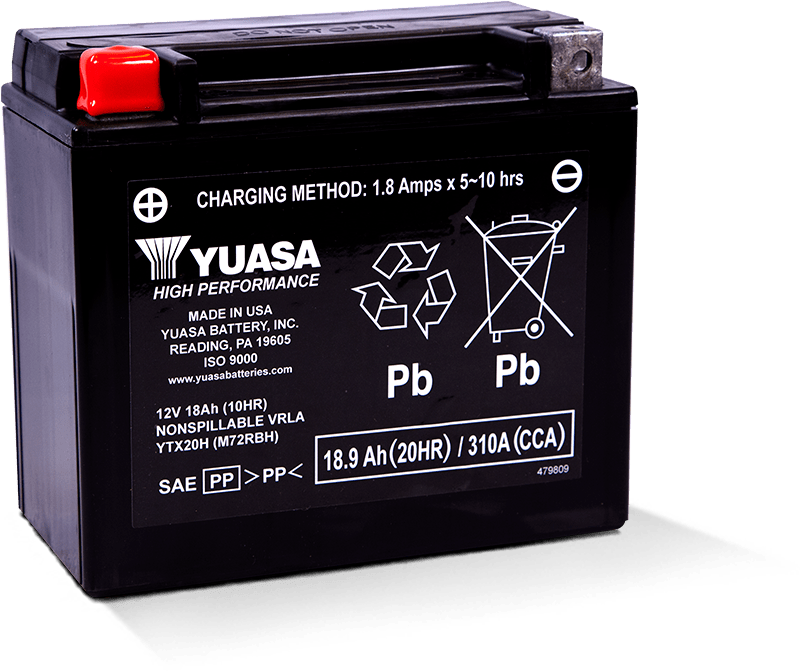 Yuasa YUAM72RBH YTX20H Maintenance Free AGM 12 Volt Battery