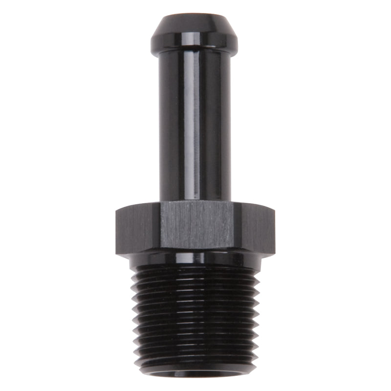 Edelbrock 8117 Hose End Straight 3/8In NPT to 3/8In Barb Black Anodize