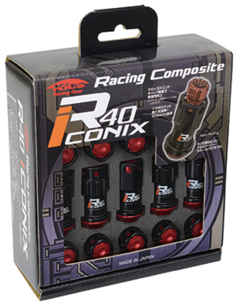 Project Kics WRIA03KK 20 PCS Black Lug Nuts R40 Iconix w/ Aluminum Cap (Black) - 12X1.25