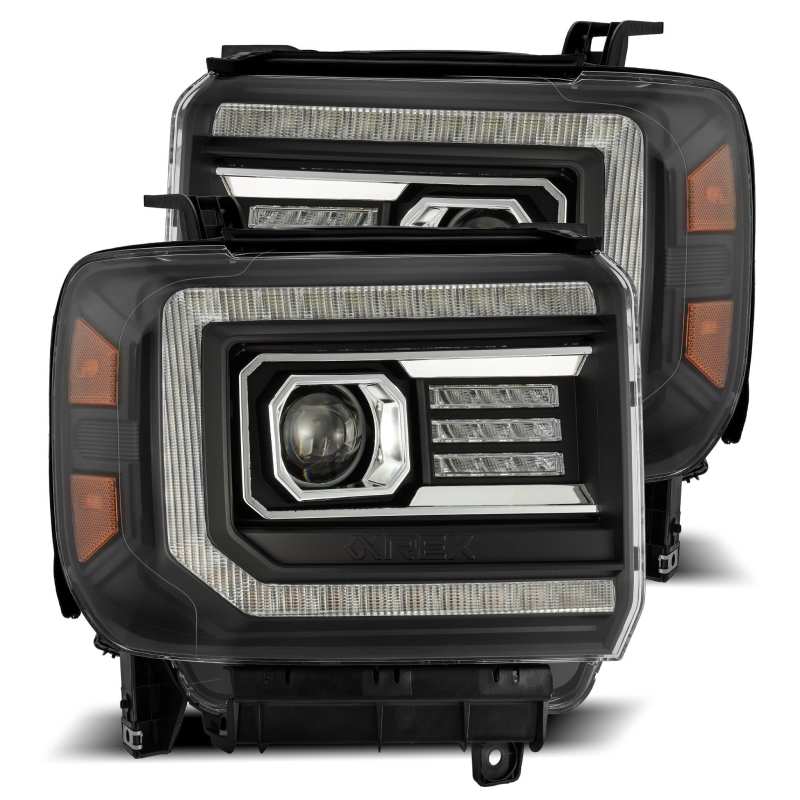 AlphaRex 880615 fits GMC 14-18 Sierra LUXX LED Proj Headlights Plank Style Blac