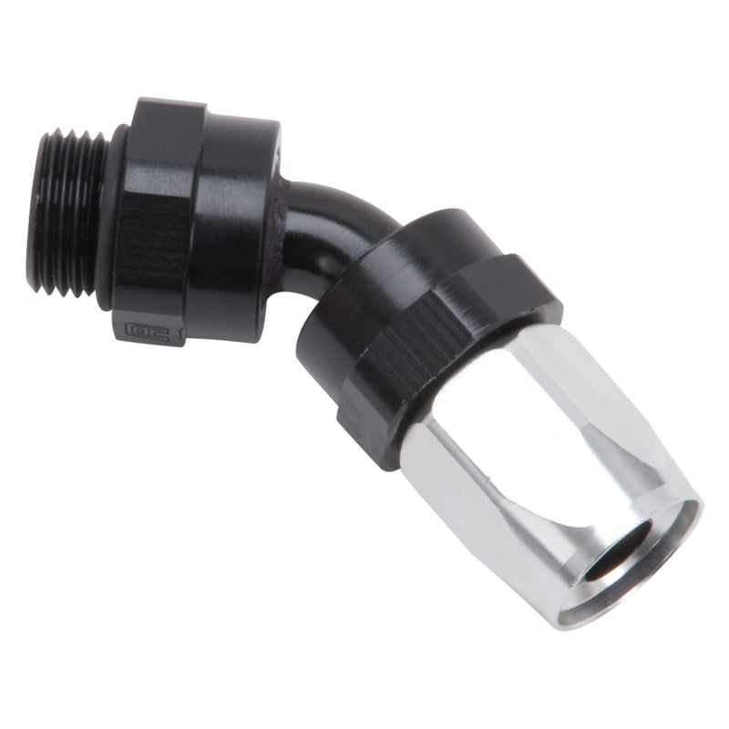 Russell 612453 Performance Hose End #8 to #8 Radius Inlet Port 45 Deg Blk/Clr