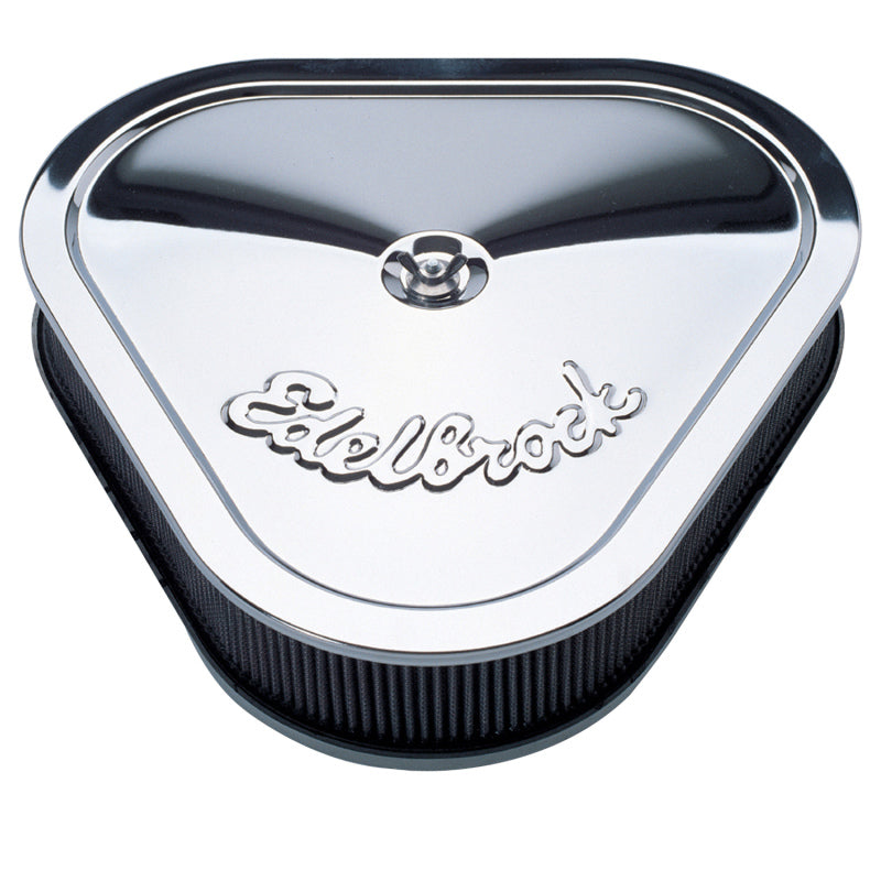Edelbrock 1222 Air Cleaner Pro-Flo Series Triangular Steel Top 14 125In X 13 375In X 3 5In Chrome