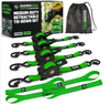 Rhino USA TD-RSRE1X10-GRN-R Retractable Ratchet Straps (4Pk 1Inx10Ft) (Green)