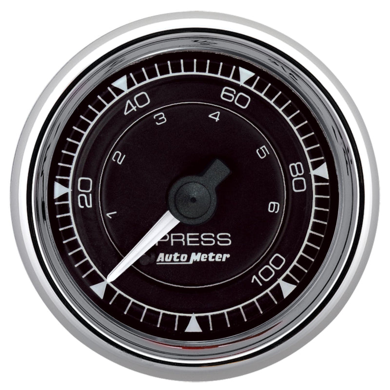 AutoMeter 9721 Autometer Chrono 2-1/16in 100PSI Mechanical Pressure Gauge - Chrome