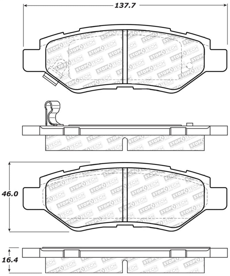 Stoptech 305.1337 Street Select Brake Pads w/Hardware - Rear