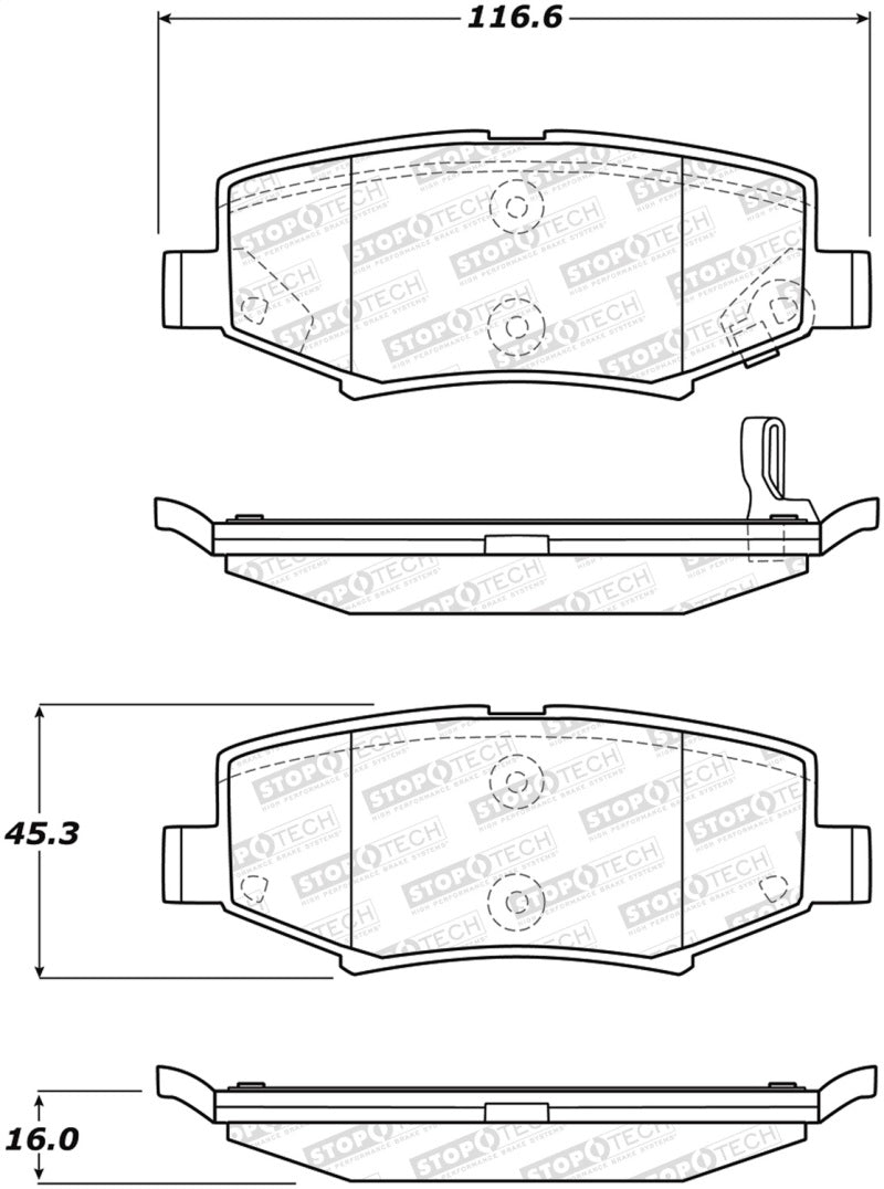 Stoptech 308.1274 Street Touring 07-17 Jeep Wrangler Rear Brake Pads