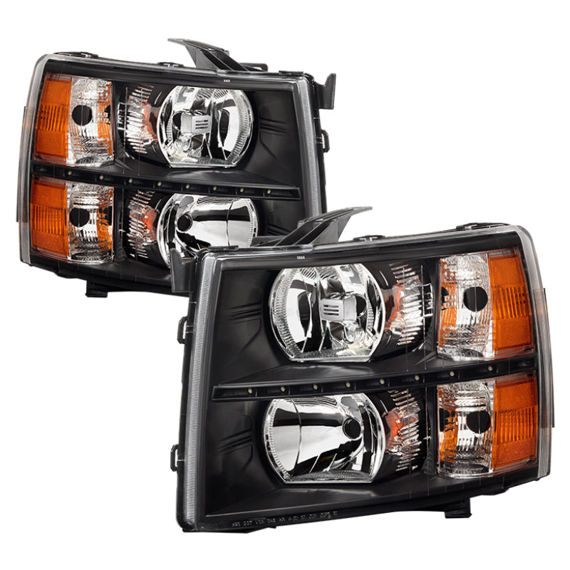 9032967 Xtune fits Chevy 07-13 Silverado Crystal Headlights w/ LED Black HD-JH