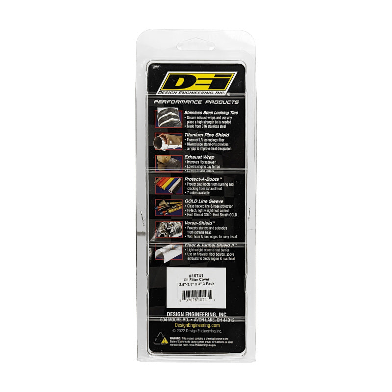DEI 10741 Oil Filter Heat Shield 2.5in x 3.5in x 3in - 3 Pack