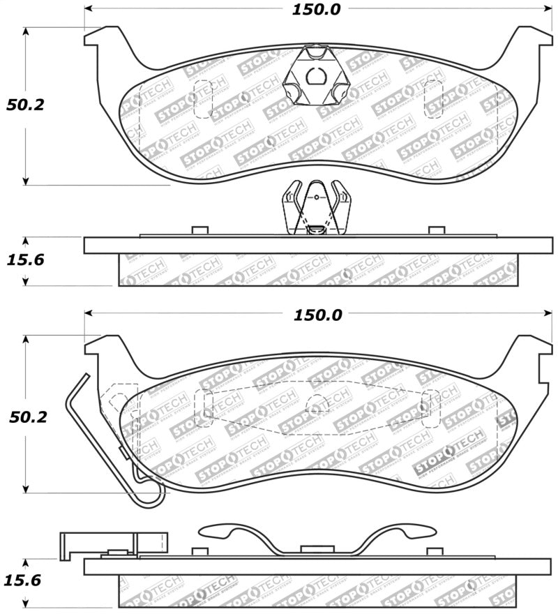 Stoptech 309.0932 Sport Brake Pads w/Shims and Hardware - Front