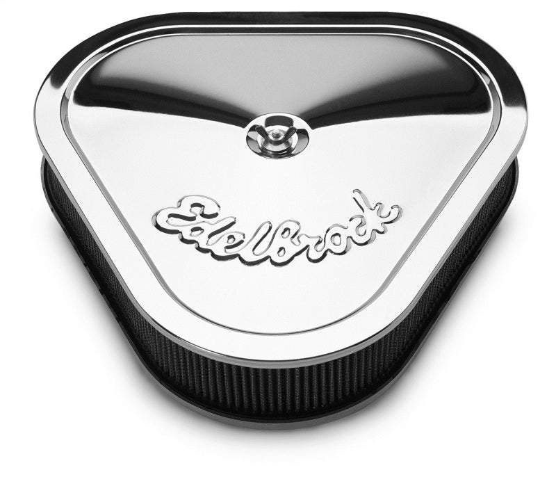 Edelbrock 1222 Air Cleaner Pro-Flo Series Triangular Steel Top 14 125In X 13 375In X 3 5In Chrome