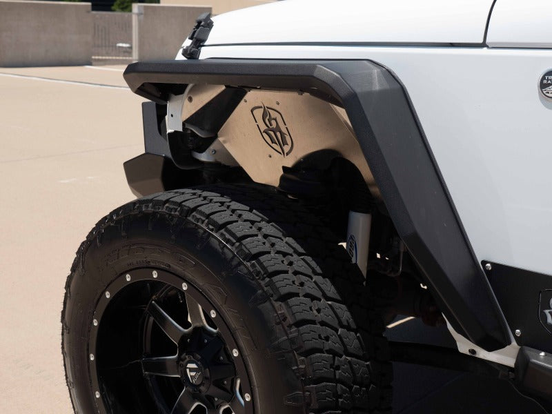 Road Armor 507AFF0B 07-18 fits Jeep Wrangler JK Stealth Front Fender Flare Body Armor w/LED DRL - Tex Blk