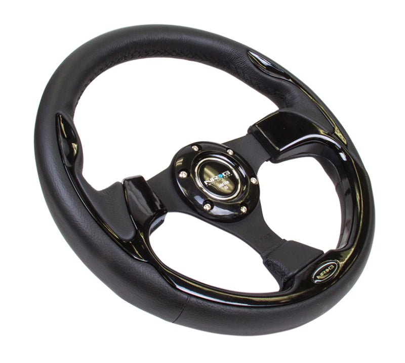 NRG RST-001BK Reinforced Steering Wheel (320mm) Blk w/Gloss Black Trim