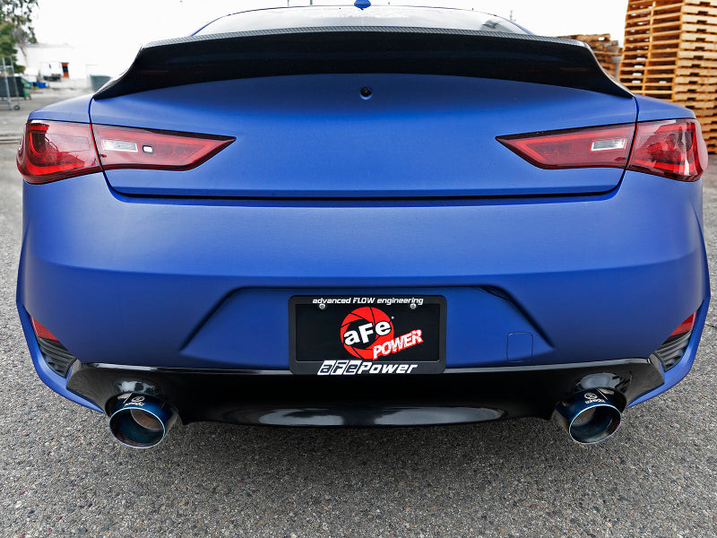 AFE 49-36134NM-L Takeda 2.5in 304 SS CB Exhaust w/ Blue Flame Tips 17-19 fits I