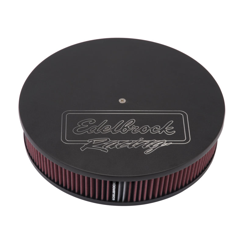Edelbrock 41613 Air Cleaner Victor Series Round Aluminum Top Cloth Element 14In Dia X 3 125In Black