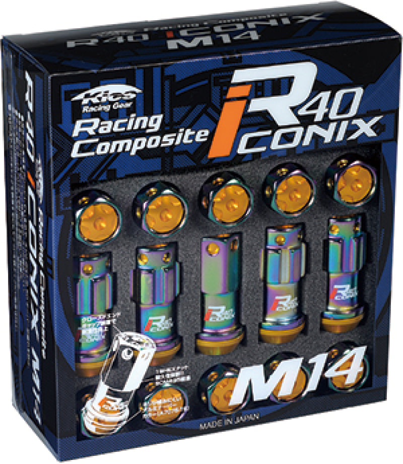 Project Kics WRIA14NA 14x1.50 R40 Iconix Lock & Lug Nuts - Neo Chrome w/Gold Cap (16+4 Locks)