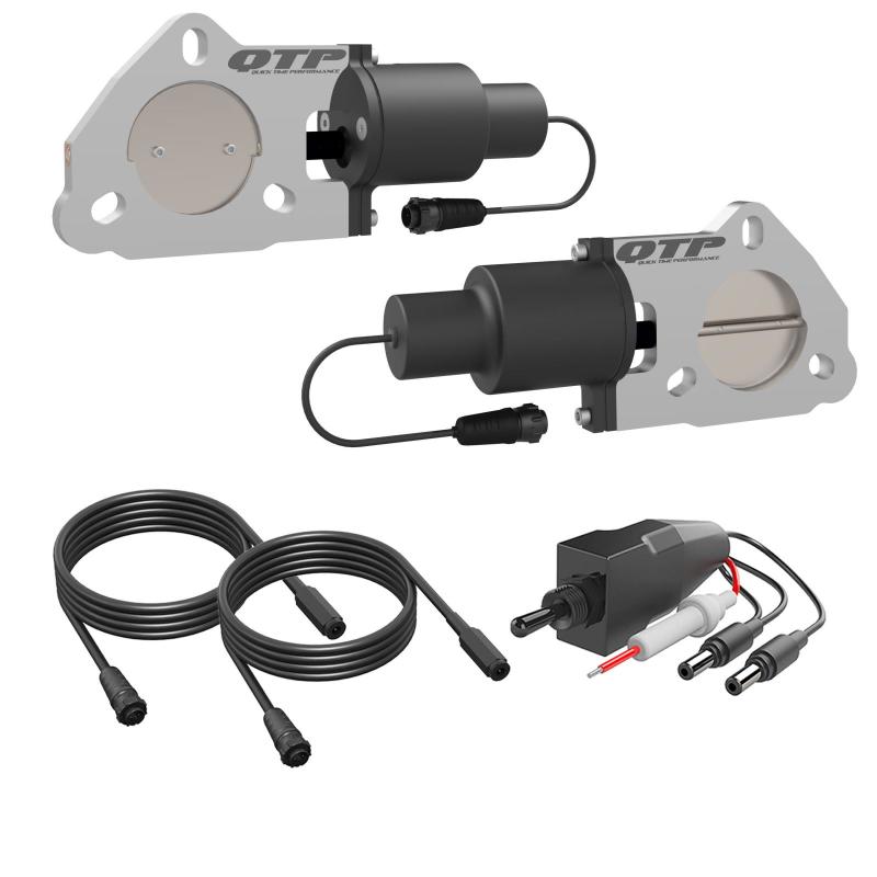 QTP QTEC45 2.25in Bolt-On QTEC Dual Electric Cutout Valves - Pair