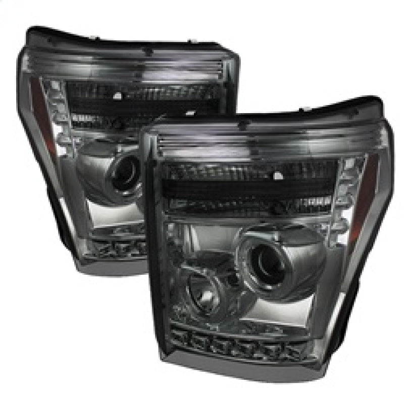 Spyder 5070289 fits Ford 11-15 Super Duty Projector Headlights LED Halo DRL Smk