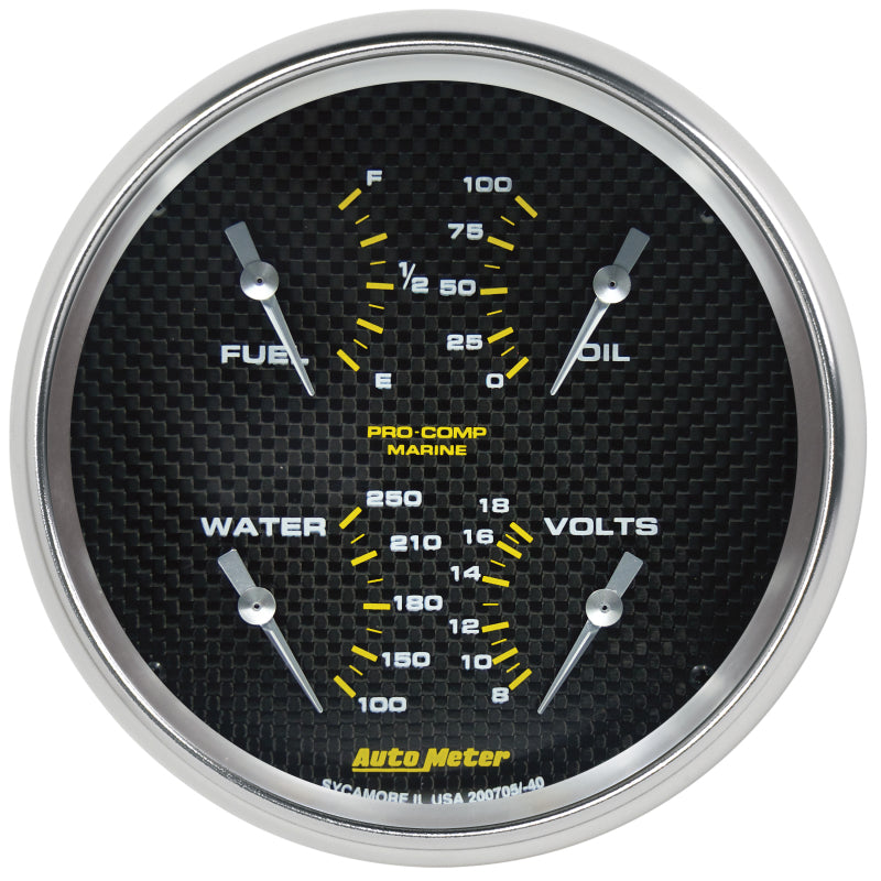 AutoMeter 200705-40 Autometer Marine Carbon Fiber 5in Gauge - 100PSI