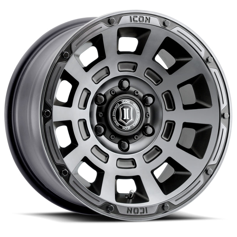 ICON 2817855557SSBT Thrust 17x8.5 5x150 25mm Offset 5.75in BS Smoked Satin Black Tint Wheel