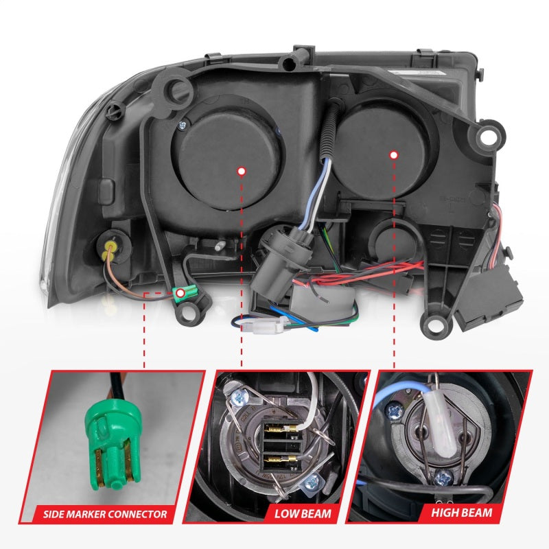 ANZO 111085 1904 fits Dodge 97-20 Dakota Crystal Headlights Black 1pc