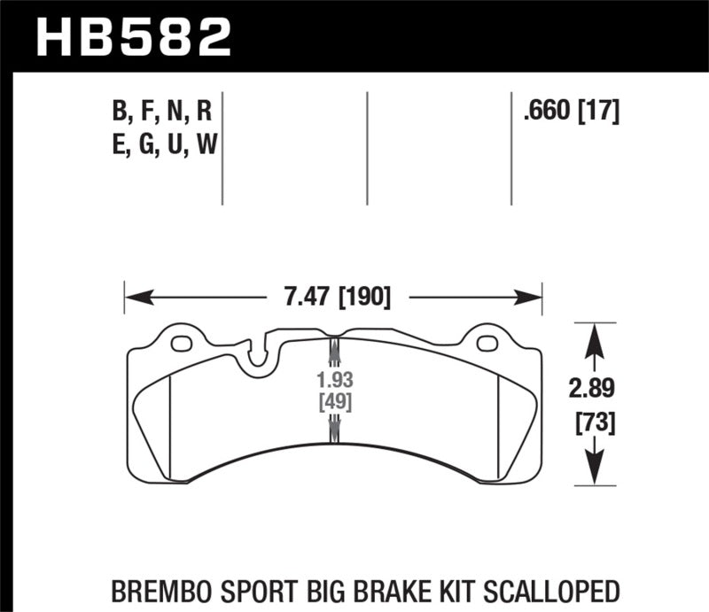 Hawk HB582B.660 fits Brembo Caliper HPS 5.0 Performance Street Brake Pads