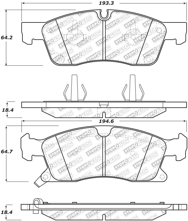 Stoptech 305.1455 11-20 Jeep Grand Cherokee Street Select Front Brake Pads