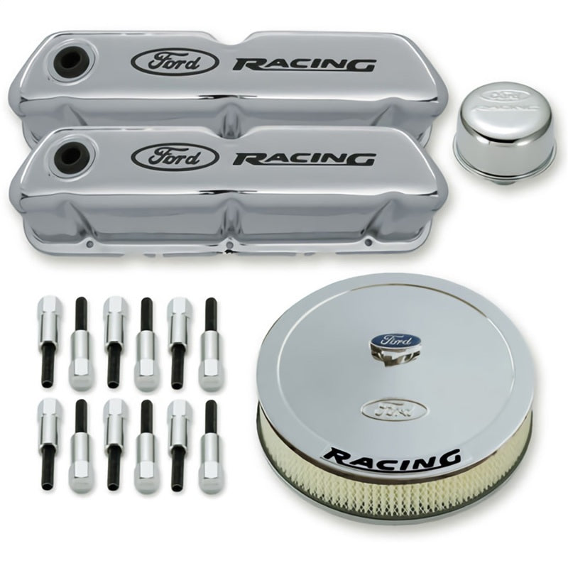 Ford Racing 302-510 Complete Dress Up Kit Chrome Finish w/Black Emblems
