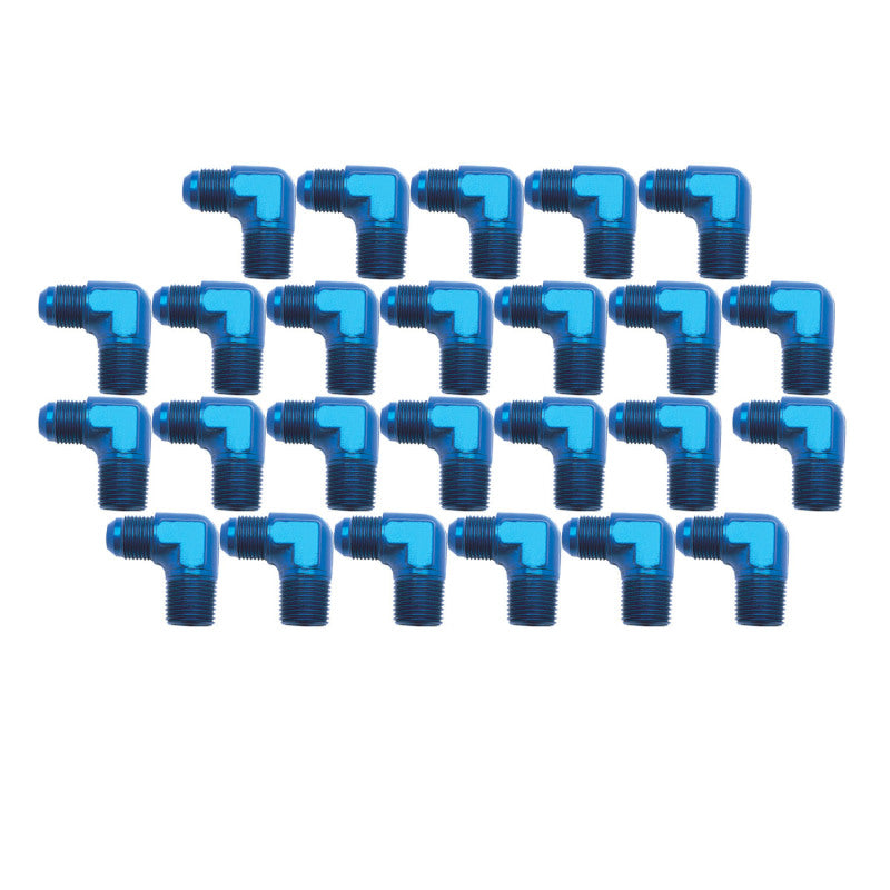 Russell 660848 Performance -6 AN to 3/8in NPT 90 Degree Flare to Pipe Adapter (Blue) (25 pcs.)